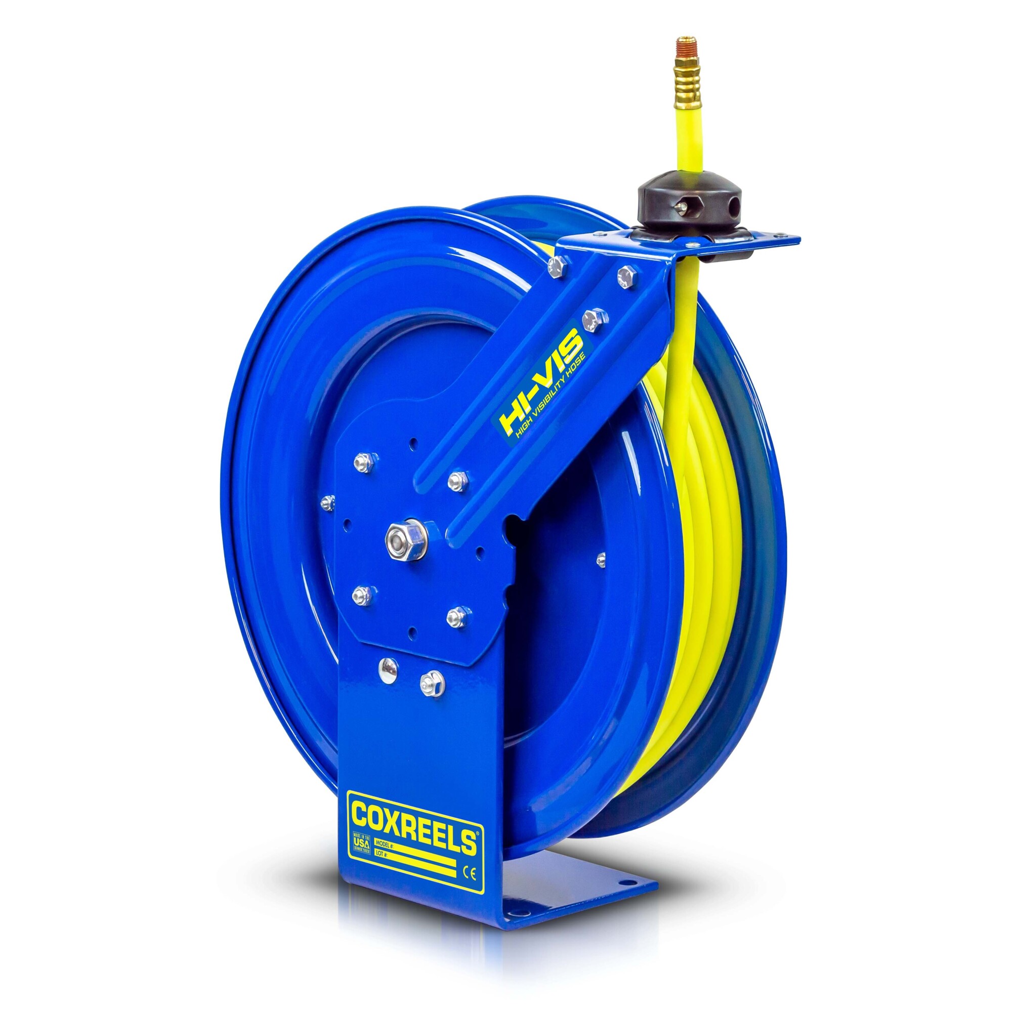 Coxreels, Spring Driven Hose Reel 3/8 x 50 high vis hose, Hose Diameter 3/8 in, Hose Length 50 ft, Model# P-LP-350-HV